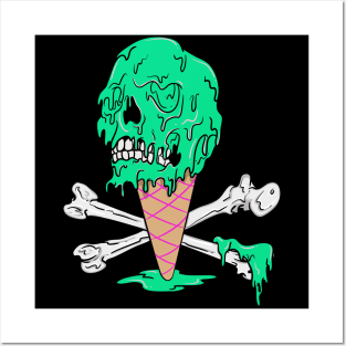 Melting Ice Cream Screaming Skull Posters and Art